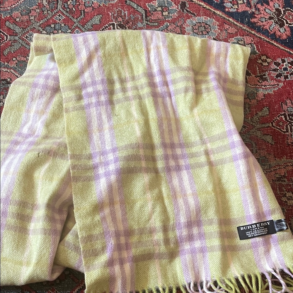 Burberry Pastel Yellow and Lavender Check Scarf